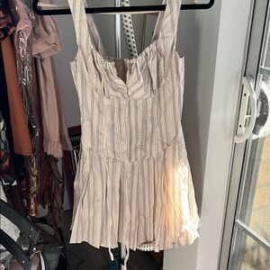 PrettyLittleThing Striped Midi Dress - Cream and Purple